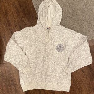 Vintage Light Gray cropped 1/4 zip Hoodie Sweatshirt